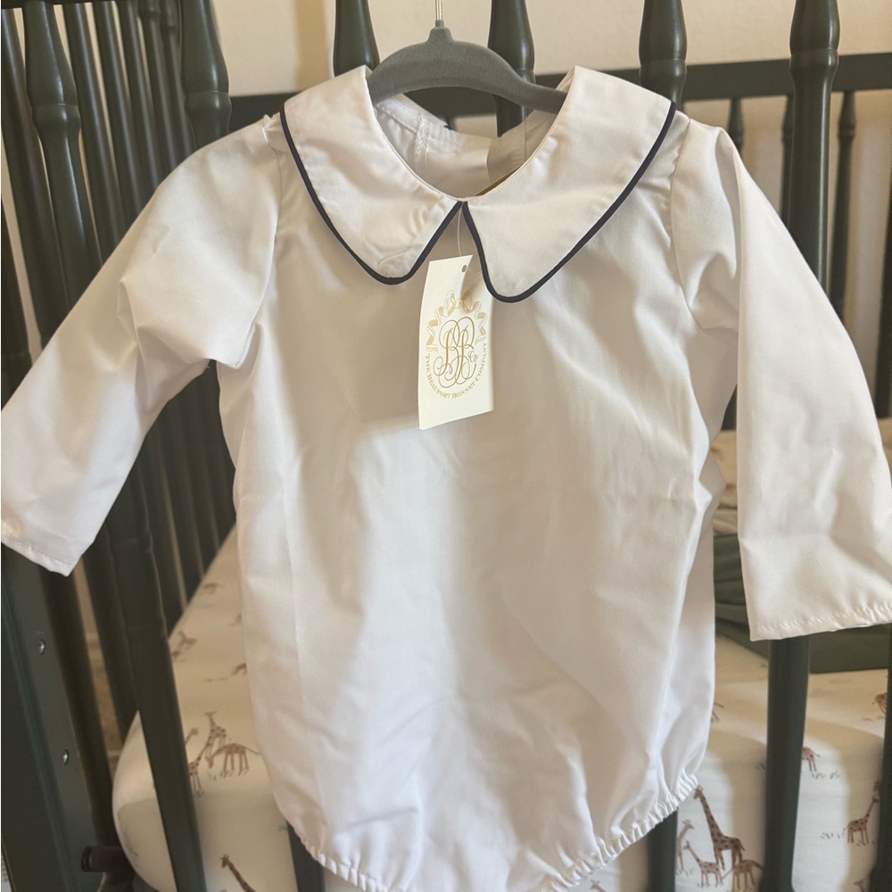 NWT The Beaufort Bonnet Co White Long Sleeve Baby Bodysuit